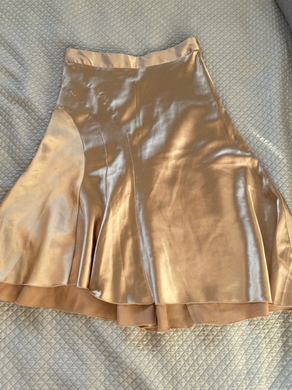 Satin Flare Midi Skirt in Champagne